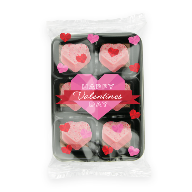 Valentines – Flow Wrapped Tray – Raspberry Heart – Chocolate Truffles